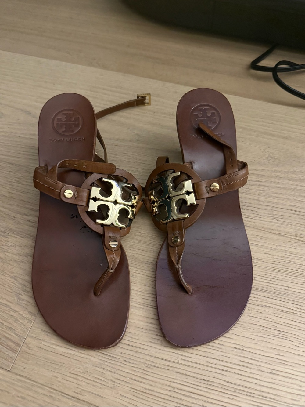 Tory Burch Almond/Gold Holly Sandal Heel